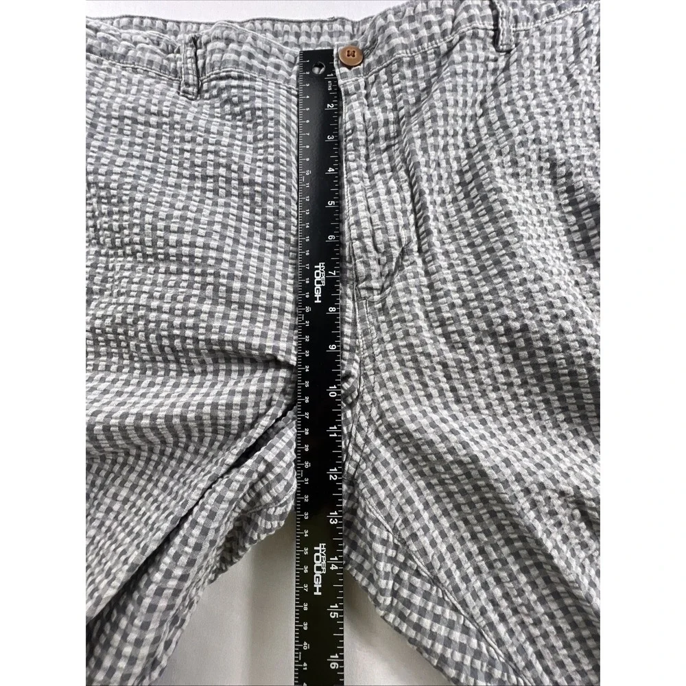 Tommy Bahama Seersucker Shorts Mens 44 Gray Gingham Check 100% Cotton Casual